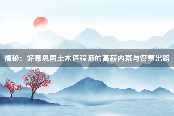 揭秘：好意思国土木匠程师的高薪内幕与管事出路