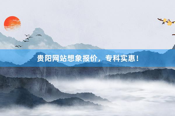 贵阳网站想象报价，专科实惠！